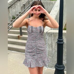 NWT Storia roses and gingham mini dress